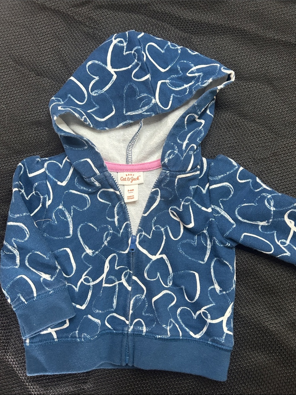 Cat & Jack Navy Blue Hoodie with White Heart Print